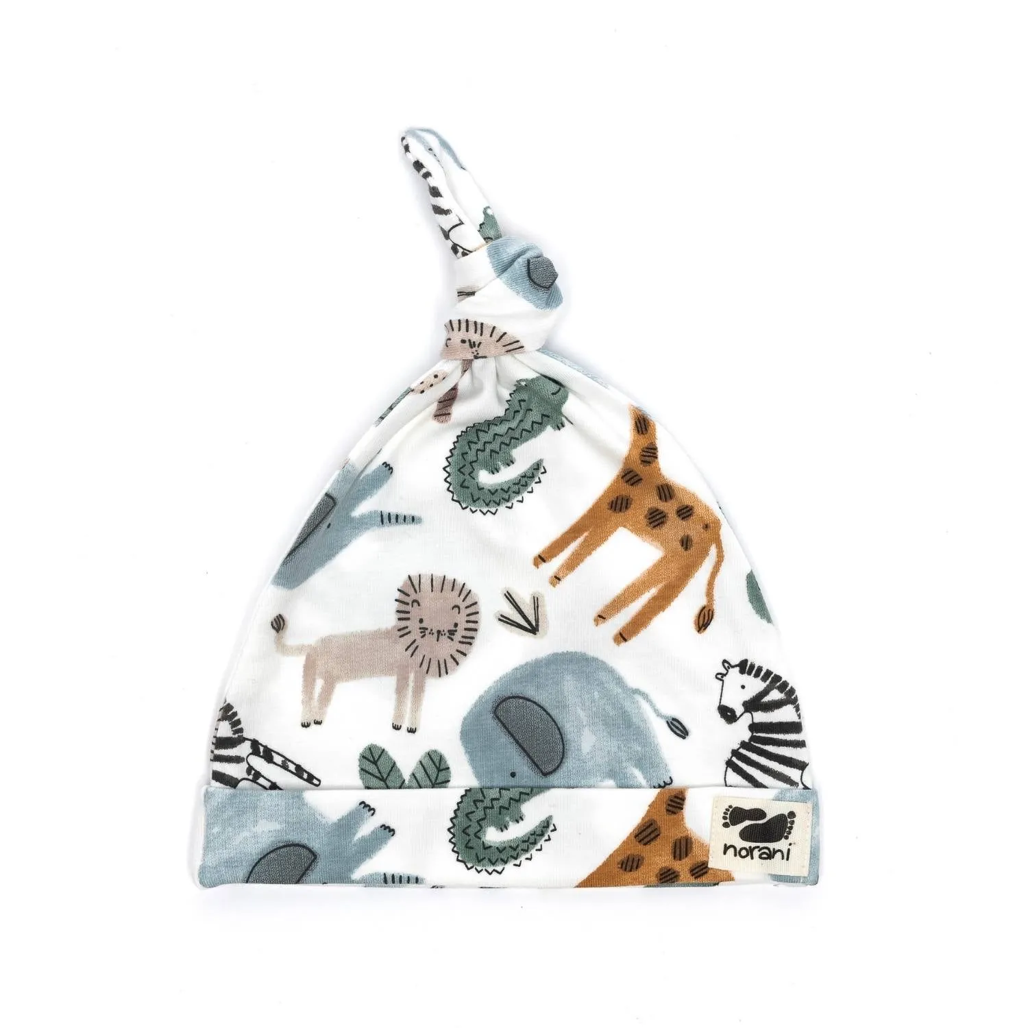 Organic Baby Beanie - Safari Animals