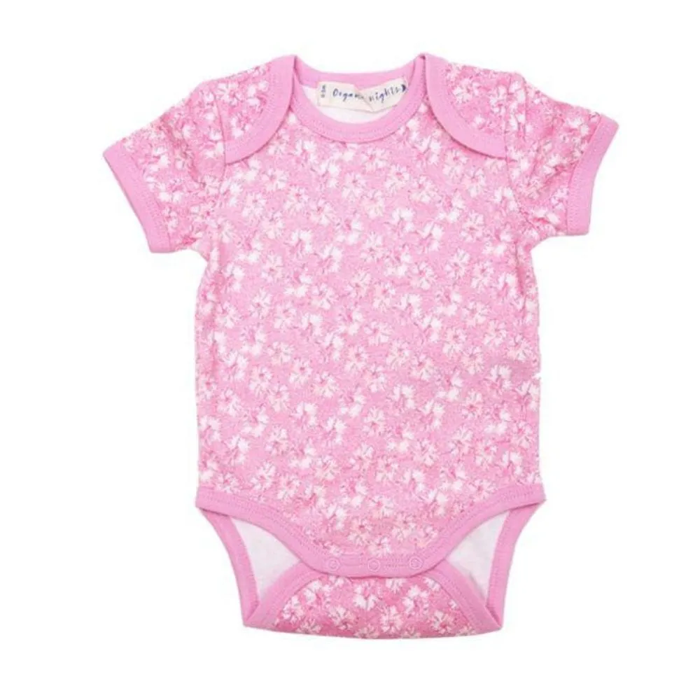 Organic Cotton Summer Short-Sleeve Onesie - Coral in Pink