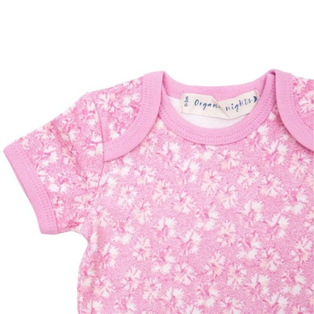 Organic Cotton Summer Short-Sleeve Onesie - Coral in Pink