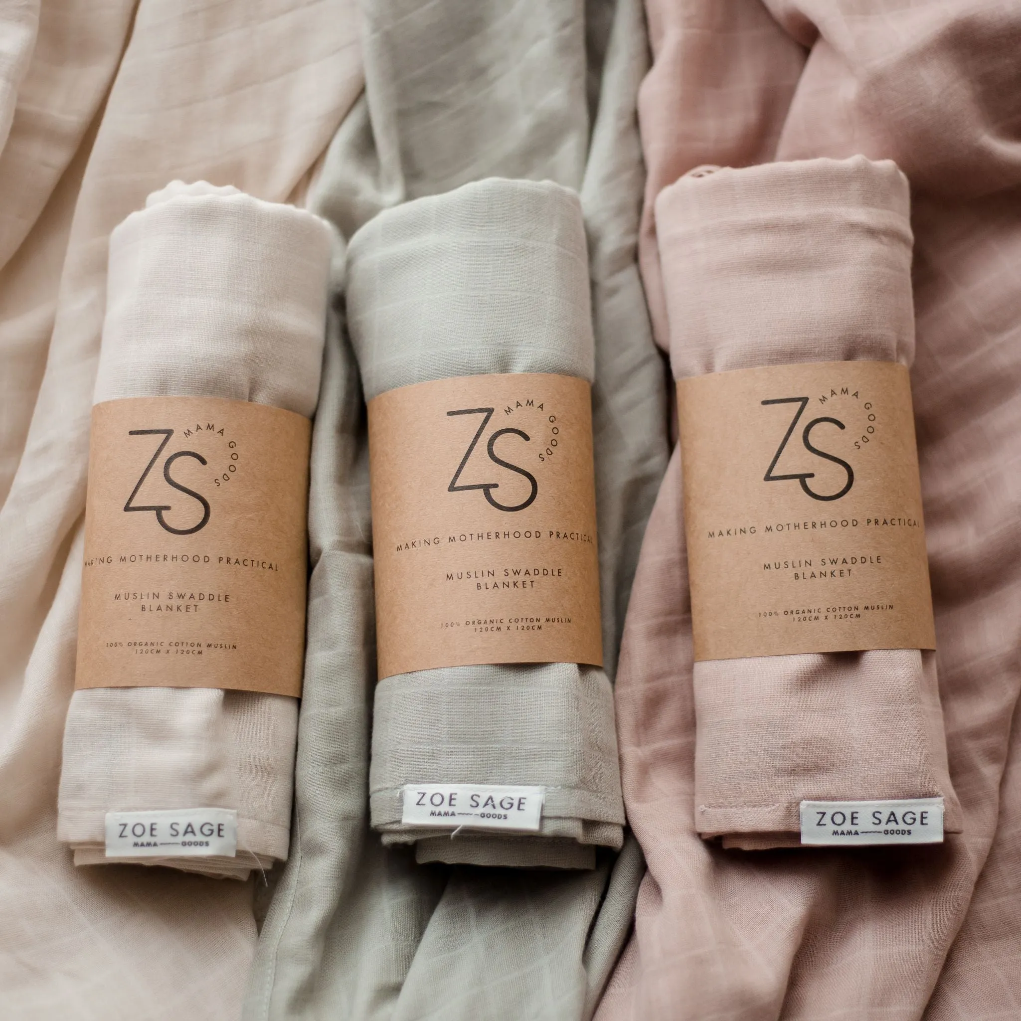 Organic Muslin Swaddle Wrap - 3 Pack Bundle