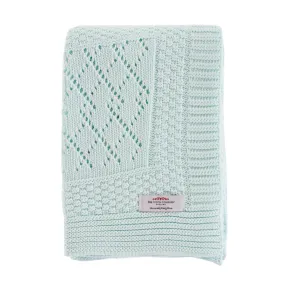 Patterned Knitted Baby Blanket Mint