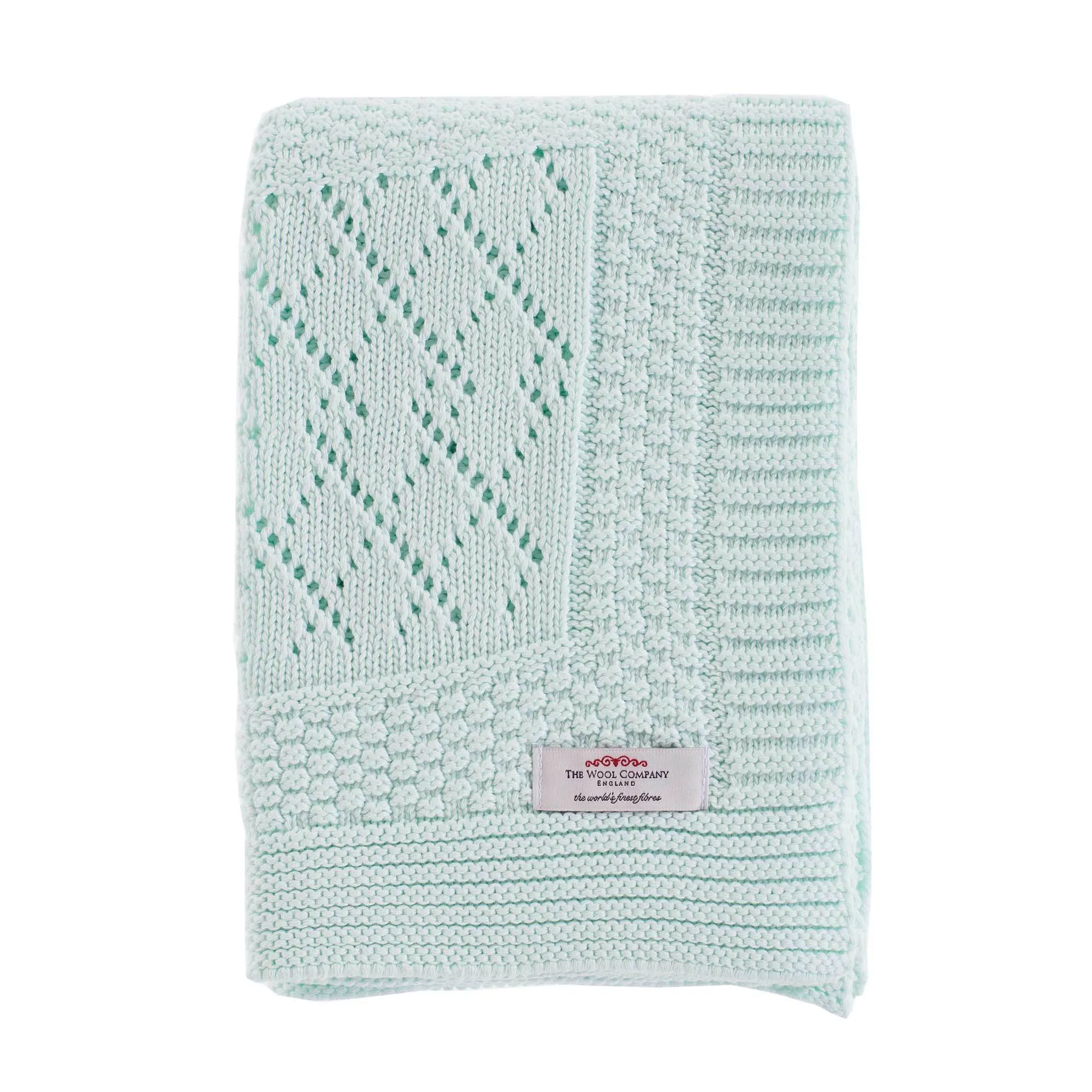 Patterned Knitted Baby Blanket Mint