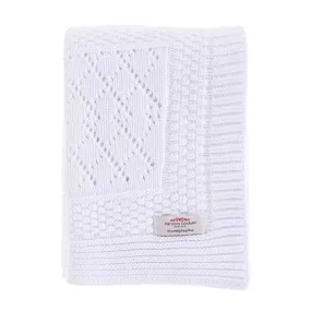 Patterned Knitted Baby Blanket White