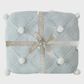 Pom Pom Baby Blanket - Powder Blue