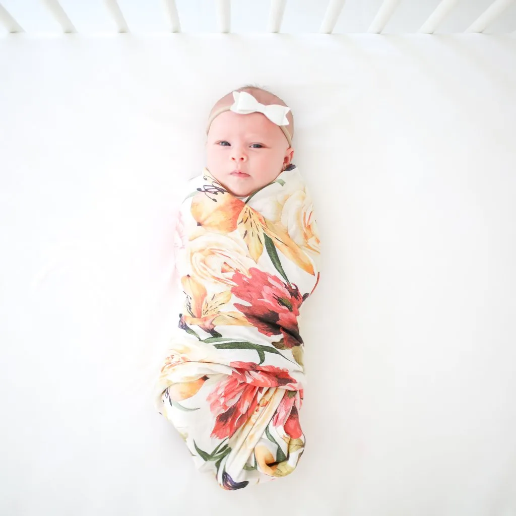 Posh Peanut - Muslin Bamboo Baby Swaddle Wrap - Autumn Floral
