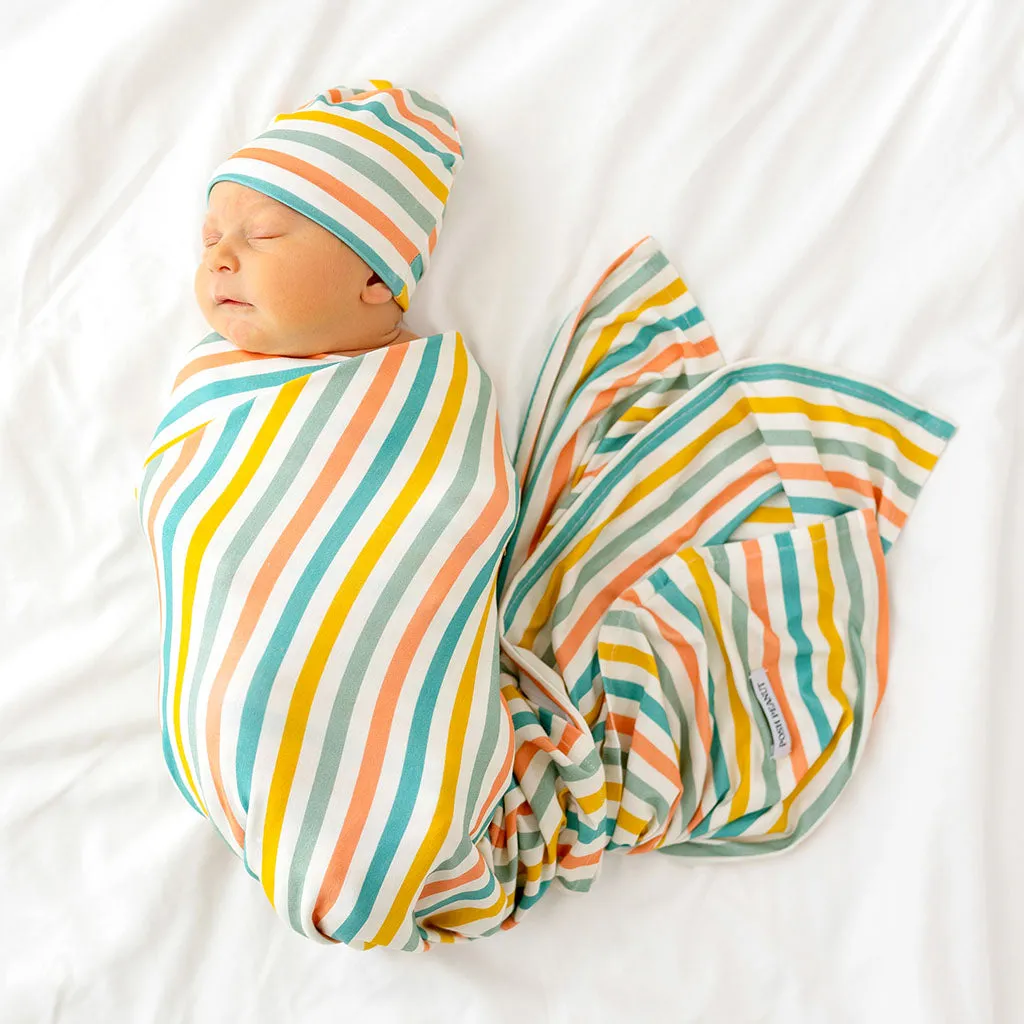 Posh Peanut Popsicle Stripe Swaddle & Beanie Set