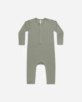 Quincy Mae Ribbed Baby Jumpsuit Basil