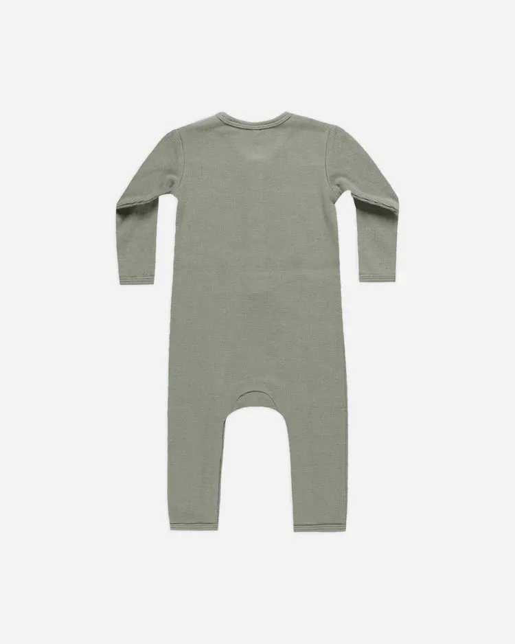 Quincy Mae Ribbed Baby Jumpsuit Basil