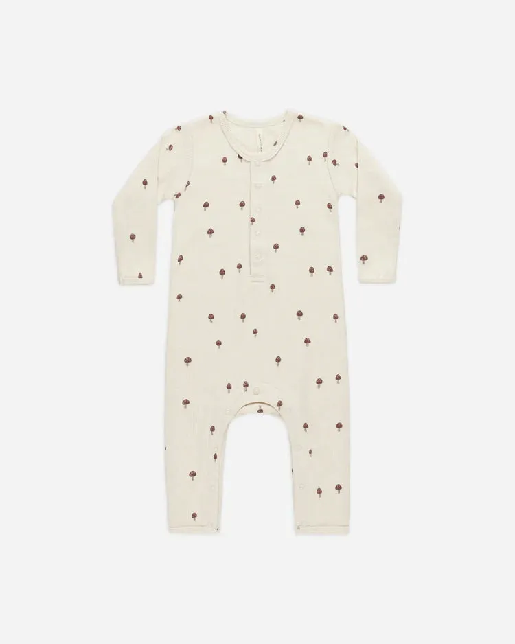 Quincy Mae Ribbed Baby Jumpsuit Mushrooms