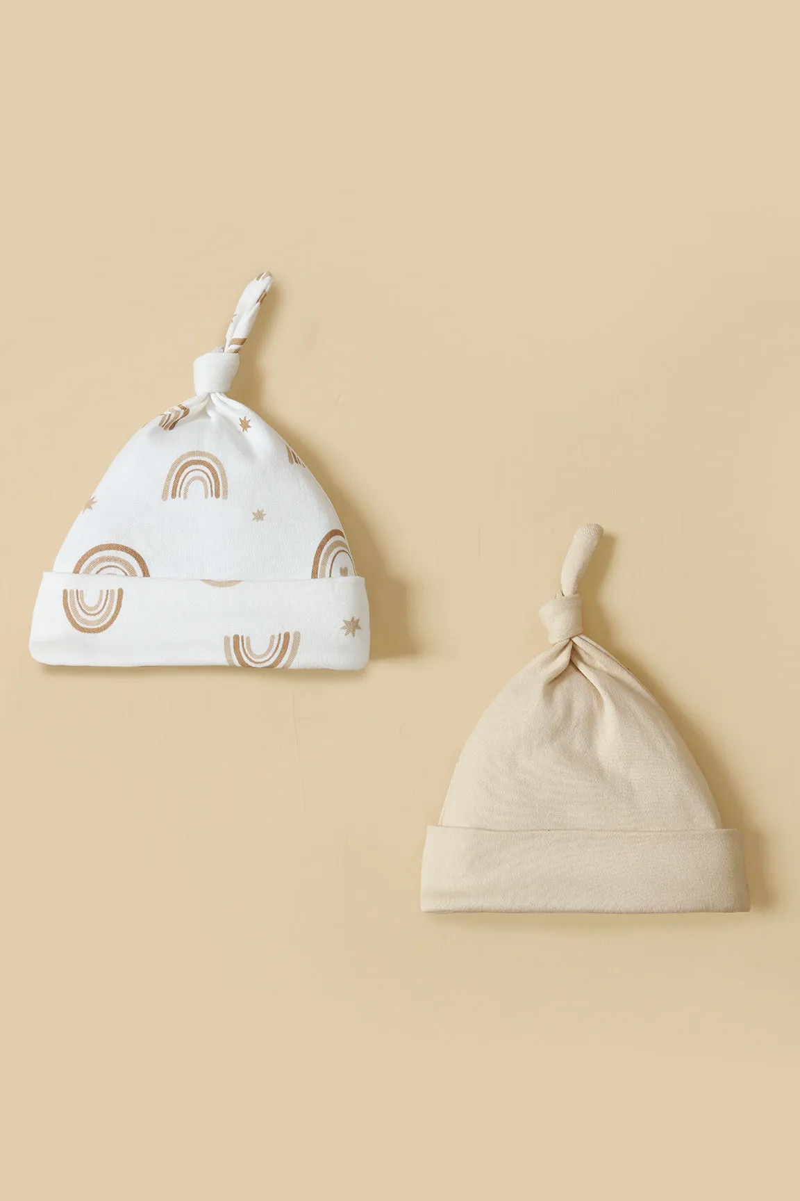 Rainbow Print-Set of 2 Knotted Caps