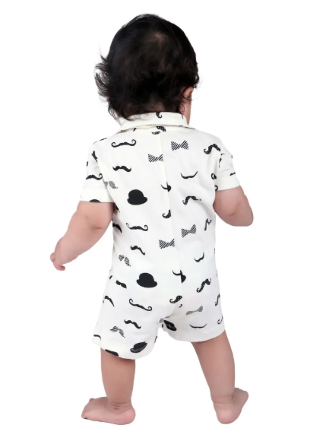 Short Sleeve Collar Romper With Bow For Baby Boy
