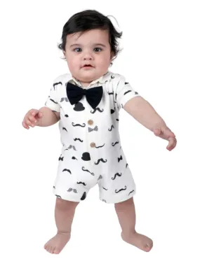 Short Sleeve Collar Romper With Bow For Baby Boy