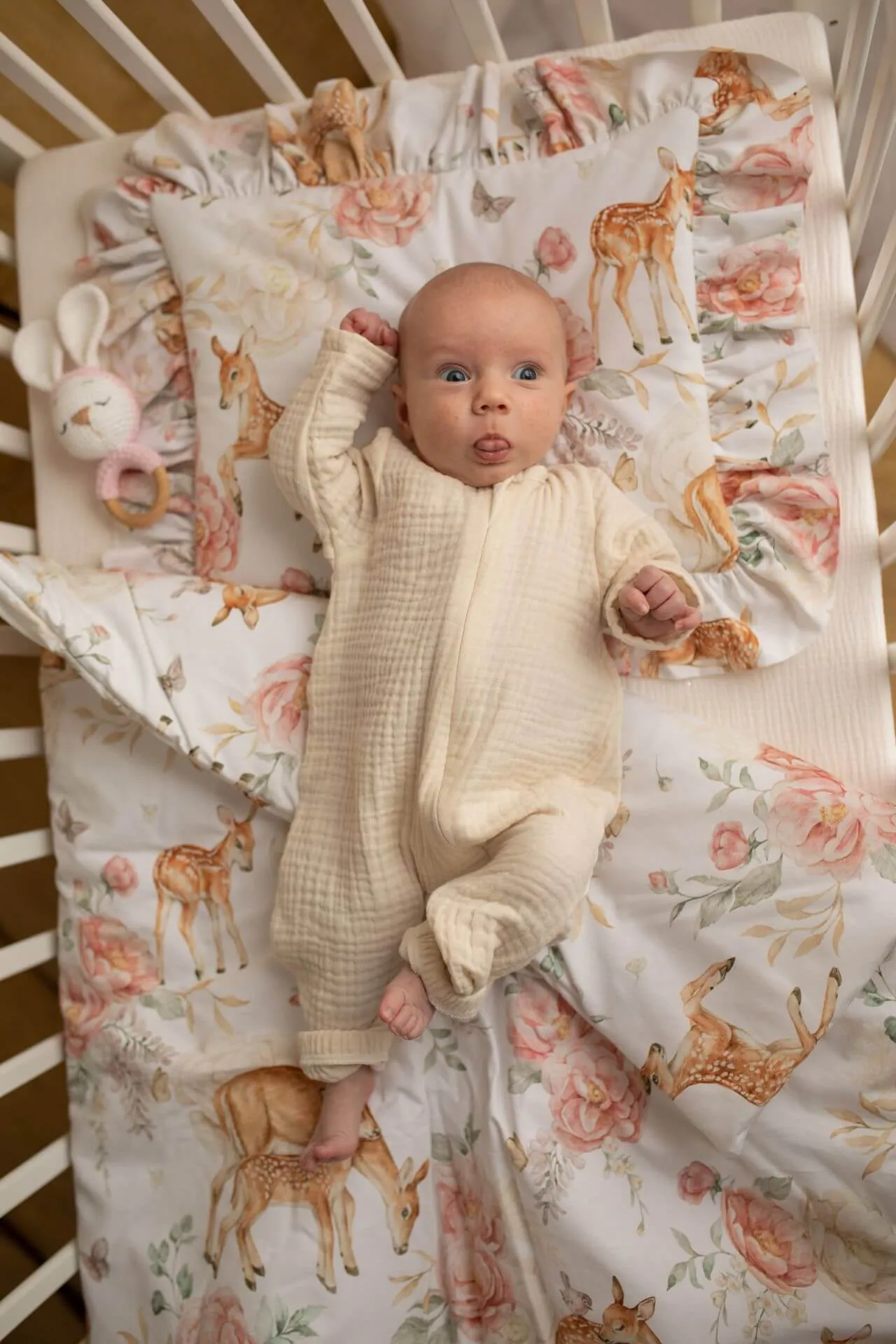 Soft GOTS Organic Cotton Muslin Rompers, Zip Up - Vanilla (0-12 months)