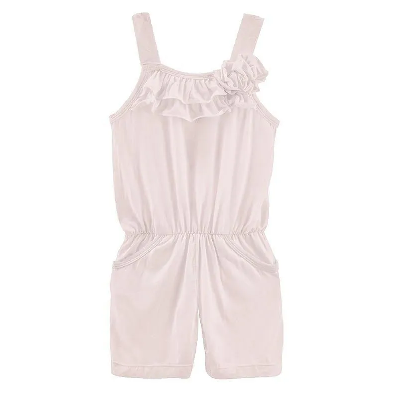 Solid Bamboo Flower Romper with Pockets - Baby Rose (SP21)