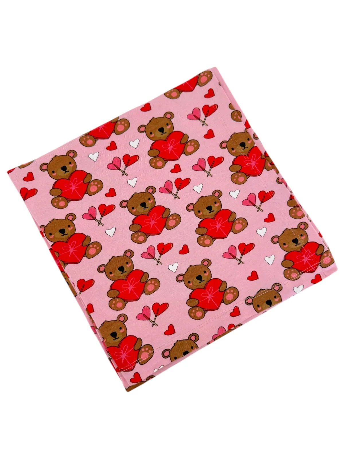 Stretch Swaddle Blanket, Valentine Bear Pink