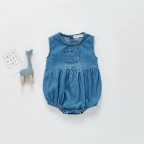 Summer Rompers Cute Pocket Strap Baby Rompers Fashion Jumpsuit