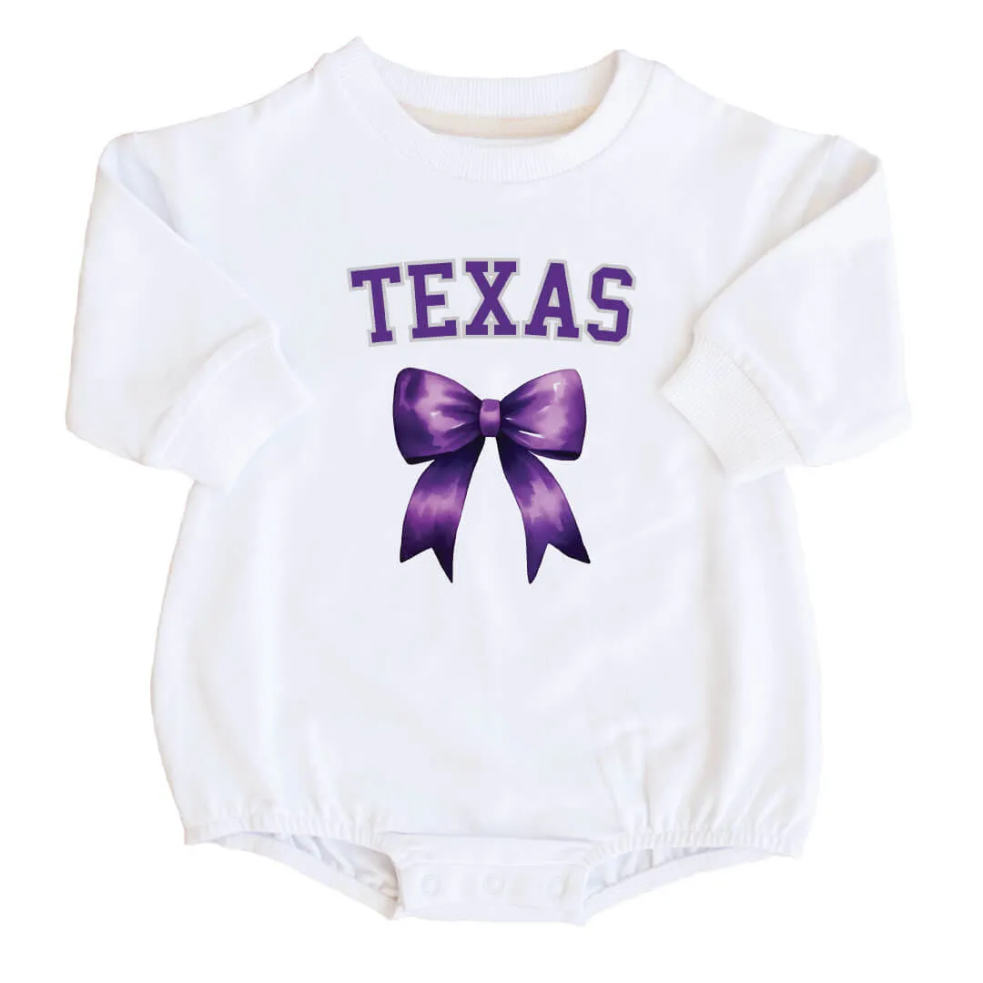 Texas Christian University | Footballs & Bows Graphic Sweatshirt Bubble Romper