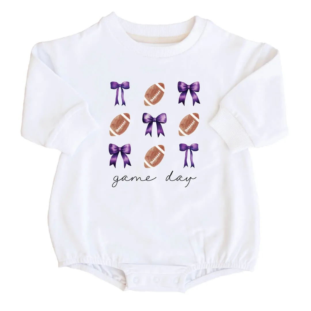 Texas Christian University | Footballs & Bows Graphic Sweatshirt Bubble Romper