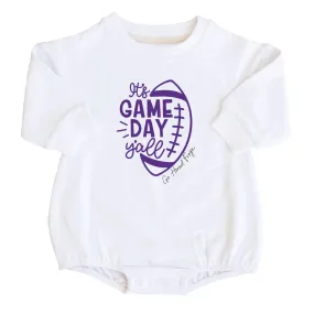 Texas Christian University | Footballs & Bows Graphic Sweatshirt Bubble Romper