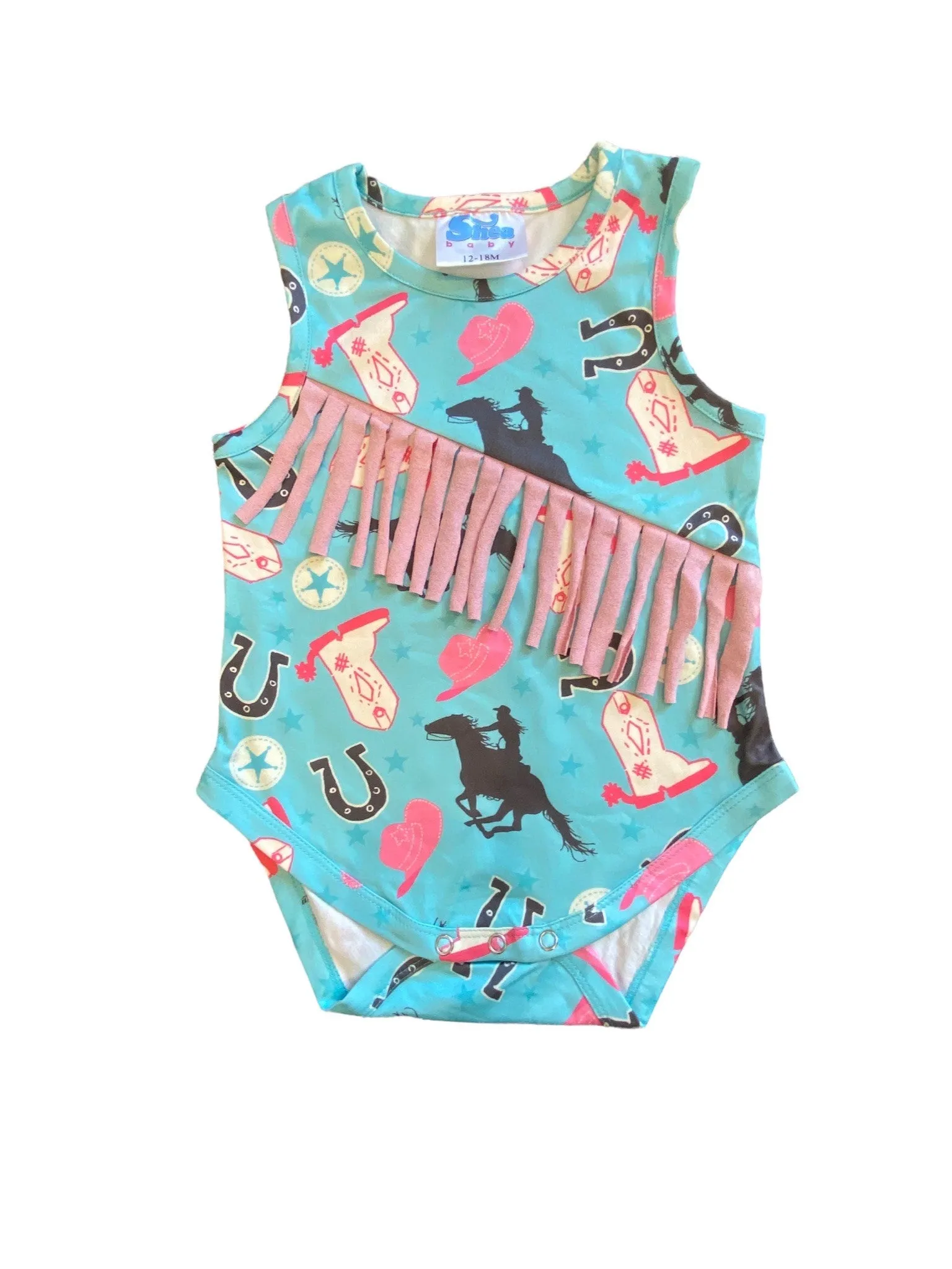 Turquoise Cowgirl Sueded Fringe Onesie Baby (0-18M)