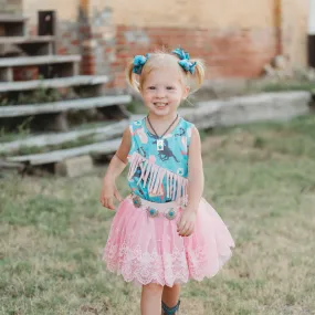 Turquoise Cowgirl Sueded Fringe Onesie Baby (0-18M)
