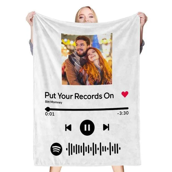 Valentine's Day Gifts Scannable Custom Spotify Blanket Spotify Blanket Gift For Man