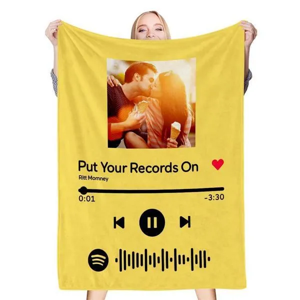 Valentine's Day Gifts Scannable Custom Spotify Blanket Spotify Blanket Gift For Man