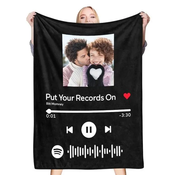 Valentine's Day Gifts Scannable Custom Spotify Blanket Spotify Blanket Gift For Man