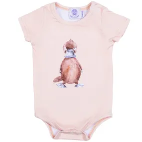 Vintage Beige Platypus Short Sleeve Onesie